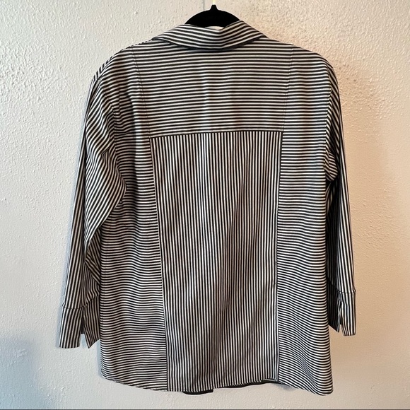 Lafayette 148 black white cotton spandex button up size small - Picture 5 of 6